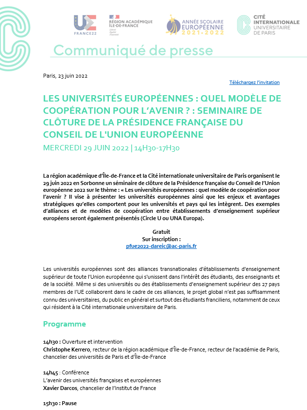 Communiqué de presse