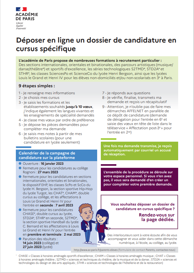 Infographie cursus spécifique 2023