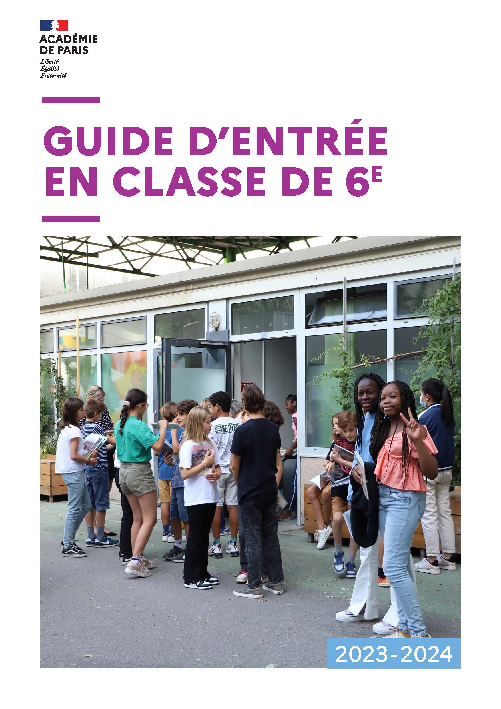 Guide d'entrée en classe de 6e Guide d'entrée en classe de 6e (couverture)
