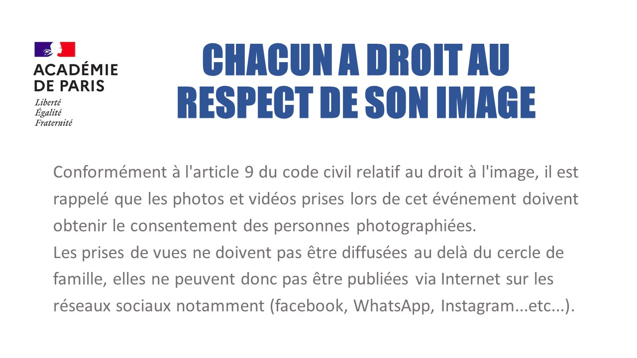 Affichette de rappel à la loi sur le droit à l'image