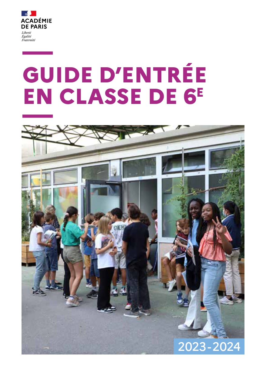 Guide d'entrée en classe de 6e Guide d'entrée en classe de 6e (couverture) 2024