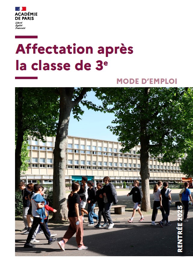 Photo de la plaquette sur les affectations pour les élèves de 3e et rentrée 2025