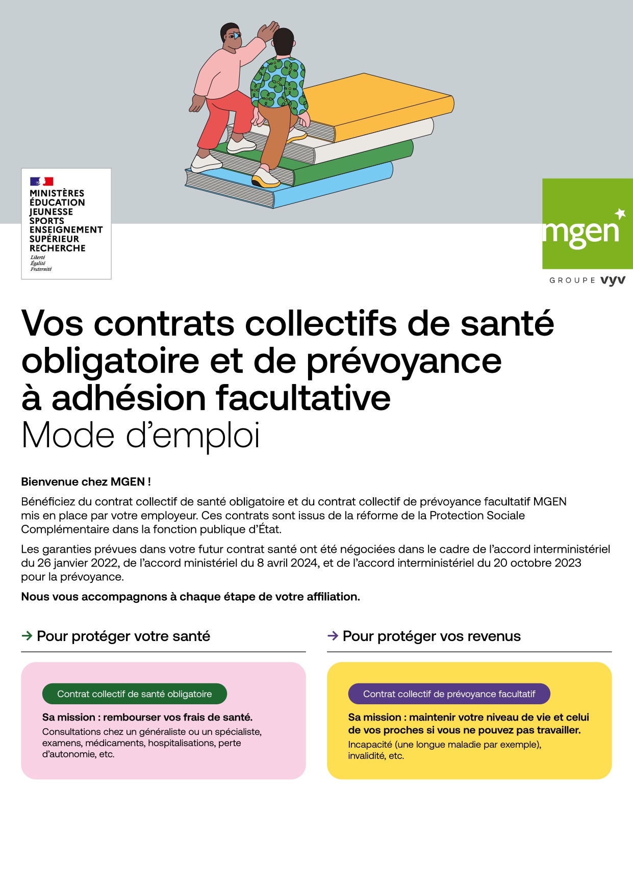 Première page du mode d'emploi du contrat collectif de santé obligatoire MGEN