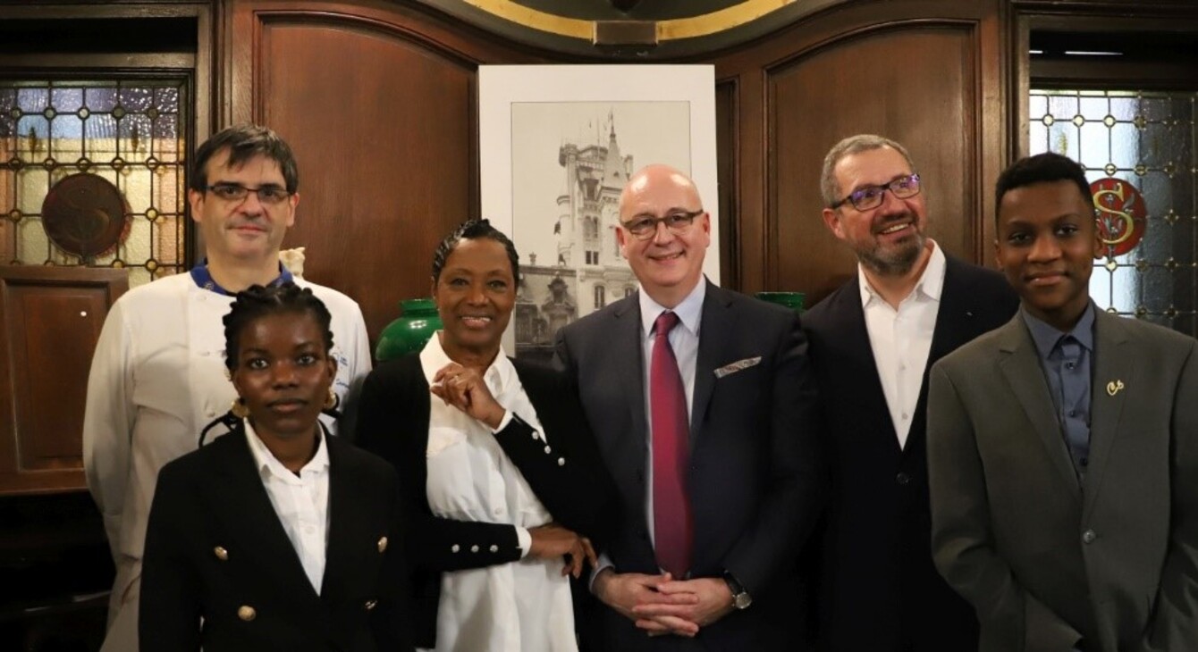 S. Savorgnan chef de La Démocratie, Babette de Rozières, Christophe Kererro Recteur de l’Académie de Paris, et Pascal Mousset co-pilote du CLEE 6/14