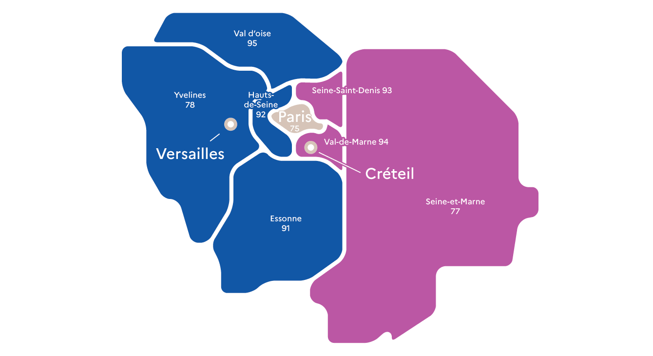 Carte de la région académique Île-de-France