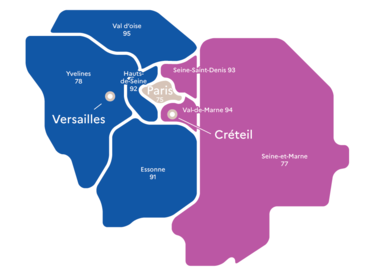 Carte de la région académique Île-de-France